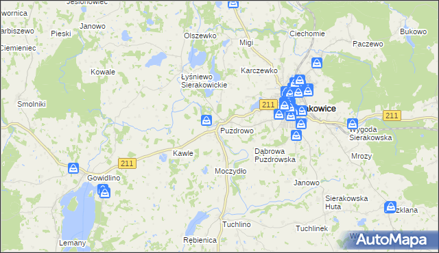 mapa Puzdrowo, Puzdrowo na mapie Targeo