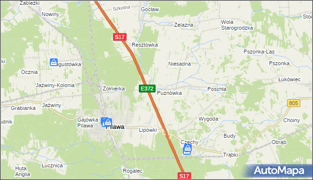 mapa Puznówka, Puznówka na mapie Targeo