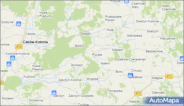 mapa Pyczek, Pyczek na mapie Targeo