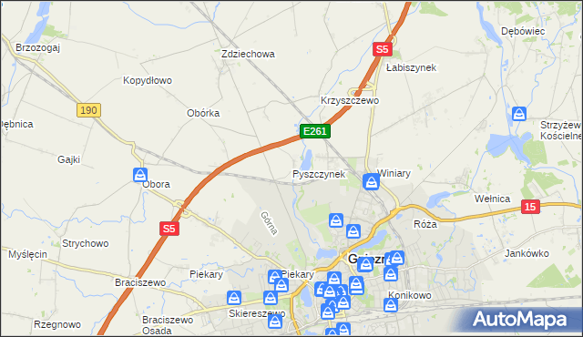 mapa Pyszczynek, Pyszczynek na mapie Targeo