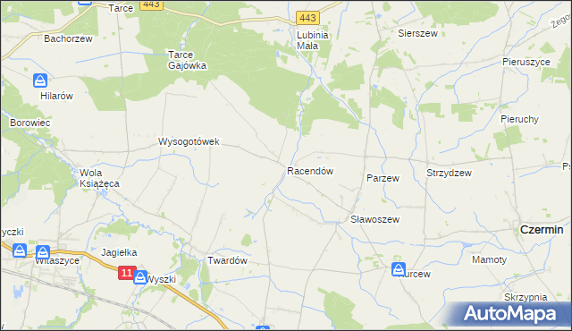 mapa Racendów, Racendów na mapie Targeo