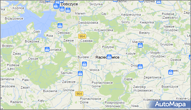 mapa Raciechowice, Raciechowice na mapie Targeo