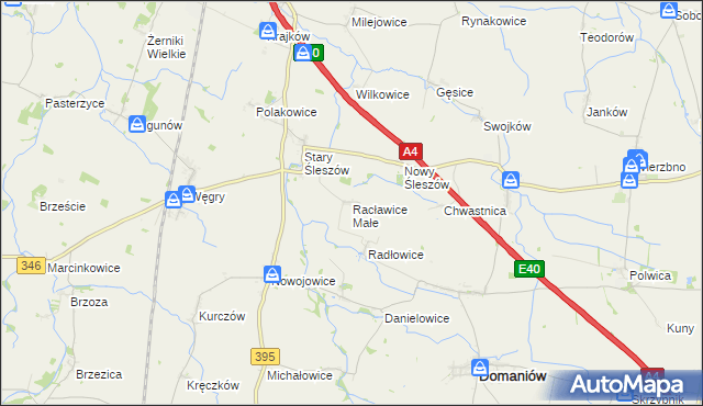 mapa Racławice Małe, Racławice Małe na mapie Targeo