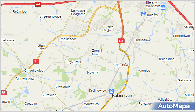 mapa Racławice Wielkie, Racławice Wielkie na mapie Targeo