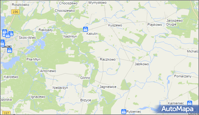 mapa Raczkowo, Raczkowo na mapie Targeo