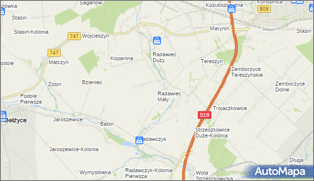 mapa Radawiec Mały, Radawiec Mały na mapie Targeo
