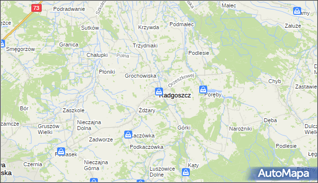 mapa Radgoszcz powiat dąbrowski, Radgoszcz powiat dąbrowski na mapie Targeo