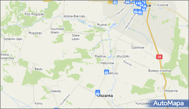 mapa Radlnia, Radlnia na mapie Targeo