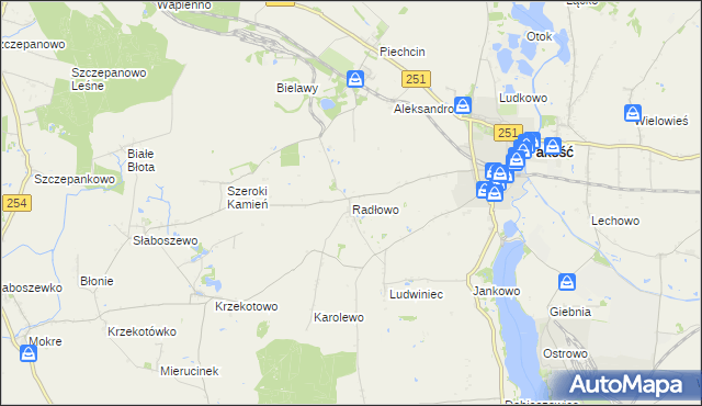 mapa Radłowo gmina Pakość, Radłowo gmina Pakość na mapie Targeo