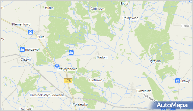 mapa Radom gmina Ryczywół, Radom gmina Ryczywół na mapie Targeo