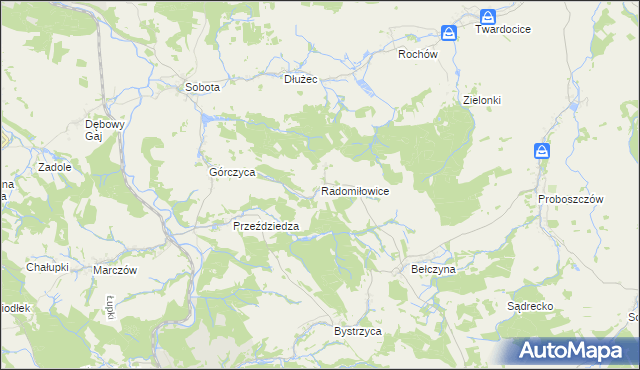 mapa Radomiłowice, Radomiłowice na mapie Targeo