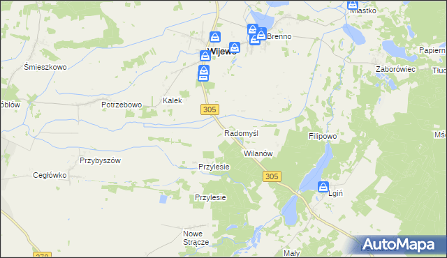 mapa Radomyśl gmina Wijewo, Radomyśl gmina Wijewo na mapie Targeo