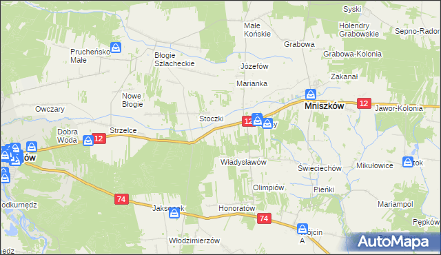 mapa Radonia gmina Mniszków, Radonia gmina Mniszków na mapie Targeo