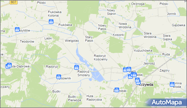 mapa Radoryż Kościelny, Radoryż Kościelny na mapie Targeo