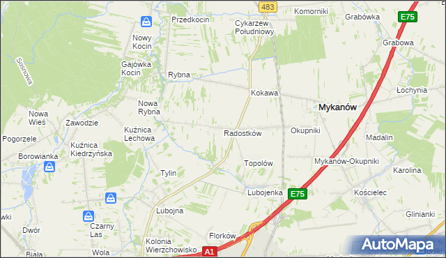 mapa Radostków, Radostków na mapie Targeo