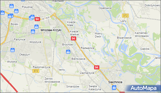 mapa Radwanice gmina Siechnice, Radwanice gmina Siechnice na mapie Targeo