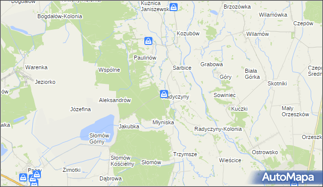 mapa Radyczyny, Radyczyny na mapie Targeo