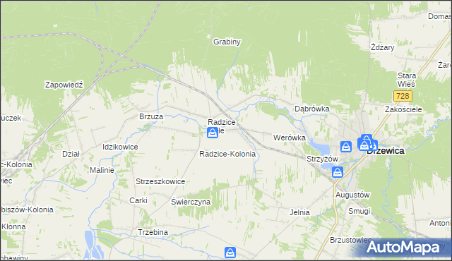 mapa Radzice Duże, Radzice Duże na mapie Targeo