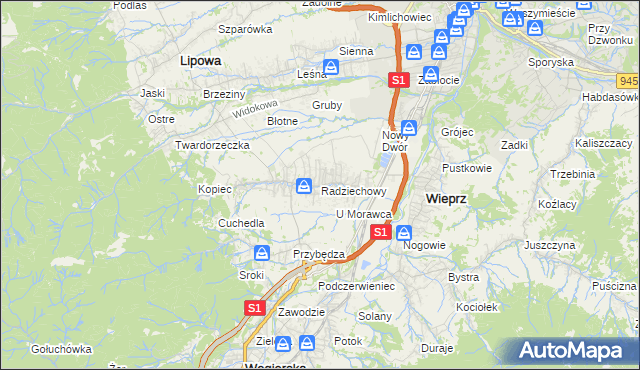 mapa Radziechowy, Radziechowy na mapie Targeo