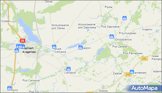 mapa Radzim gmina Kamień Krajeński, Radzim gmina Kamień Krajeński na mapie Targeo