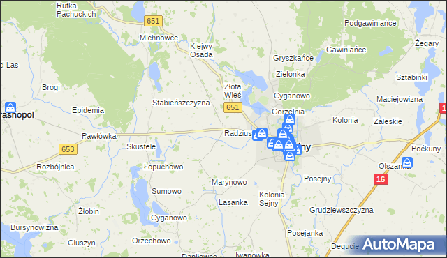 mapa Radziuszki, Radziuszki na mapie Targeo