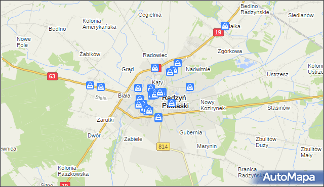 mapa Radzyń Podlaski, Radzyń Podlaski na mapie Targeo
