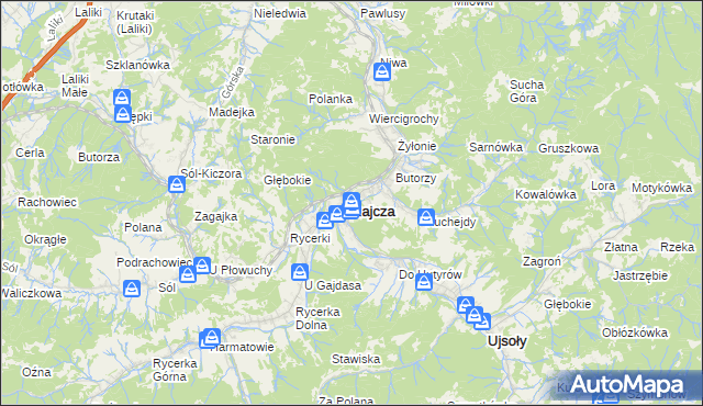 mapa Rajcza, Rajcza na mapie Targeo