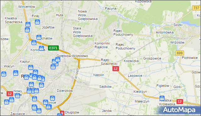 mapa Rajec Szlachecki, Rajec Szlachecki na mapie Targeo