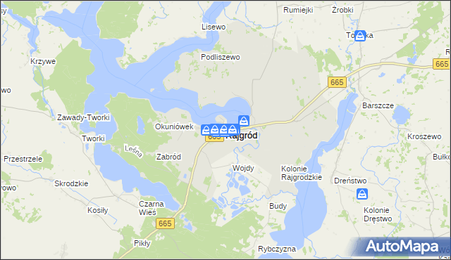 mapa Rajgród powiat grajewski, Rajgród powiat grajewski na mapie Targeo