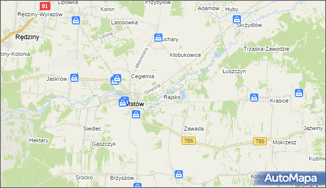 mapa Rajsko gmina Mstów, Rajsko gmina Mstów na mapie Targeo