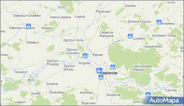 mapa Ratowo gmina Radzanów, Ratowo gmina Radzanów na mapie Targeo