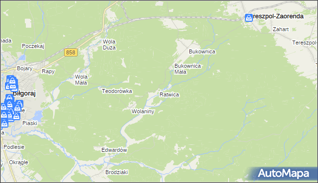 mapa Ratwica, Ratwica na mapie Targeo