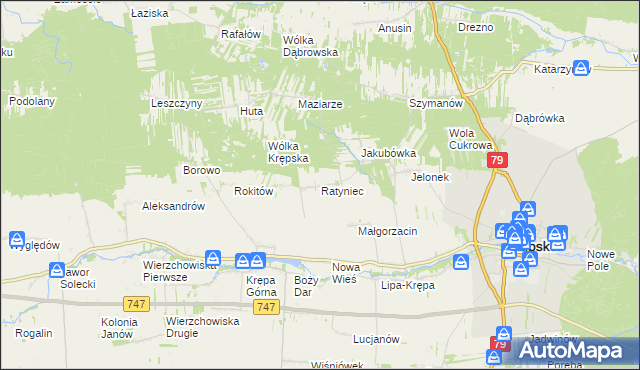 mapa Ratyniec, Ratyniec na mapie Targeo