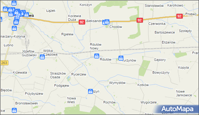 mapa Rdutów gmina Chodów, Rdutów gmina Chodów na mapie Targeo