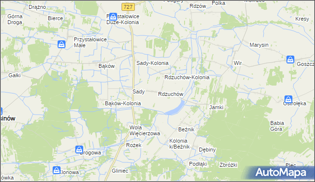 mapa Rdzuchów, Rdzuchów na mapie Targeo