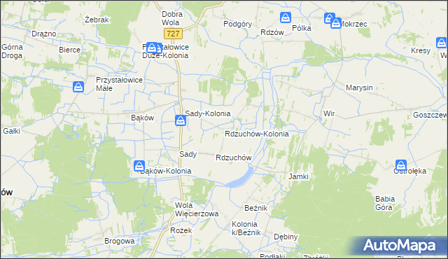 mapa Rdzuchów-Kolonia, Rdzuchów-Kolonia na mapie Targeo