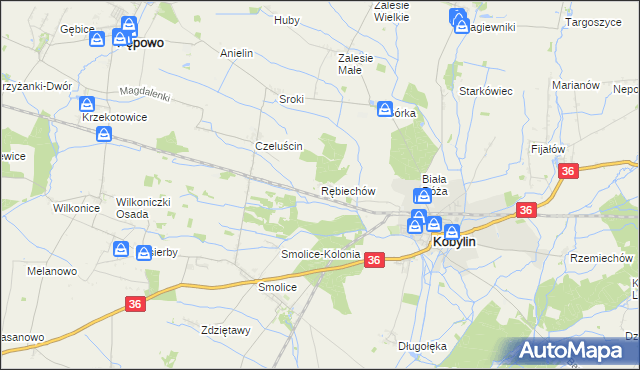 mapa Rębiechów, Rębiechów na mapie Targeo