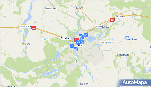 mapa Recz powiat choszczeński, Recz powiat choszczeński na mapie Targeo