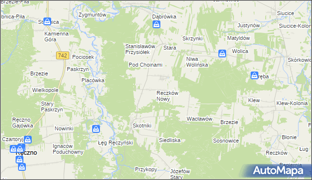 mapa Reczków Nowy, Reczków Nowy na mapie Targeo