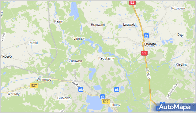 mapa Redykajny, Redykajny na mapie Targeo