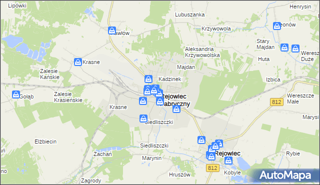 mapa Rejowiec Fabryczny, Rejowiec Fabryczny na mapie Targeo