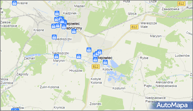 mapa Rejowiec powiat chełmski, Rejowiec powiat chełmski na mapie Targeo