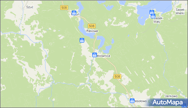 mapa Rekownica gmina Jedwabno, Rekownica gmina Jedwabno na mapie Targeo