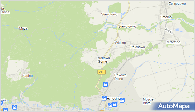 mapa Rekowo Górne, Rekowo Górne na mapie Targeo