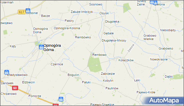 mapa Rembowo gmina Opinogóra Górna, Rembowo gmina Opinogóra Górna na mapie Targeo