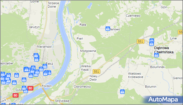 mapa Reptowo gmina Dąbrowa Chełmińska, Reptowo gmina Dąbrowa Chełmińska na mapie Targeo