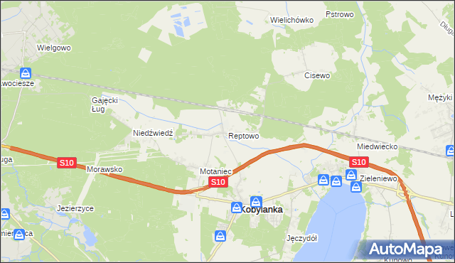 mapa Reptowo gmina Kobylanka, Reptowo gmina Kobylanka na mapie Targeo