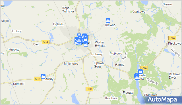 mapa Robawy, Robawy na mapie Targeo
