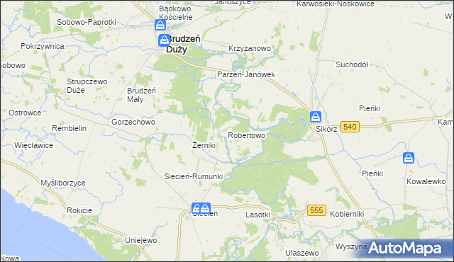 mapa Robertowo, Robertowo na mapie Targeo