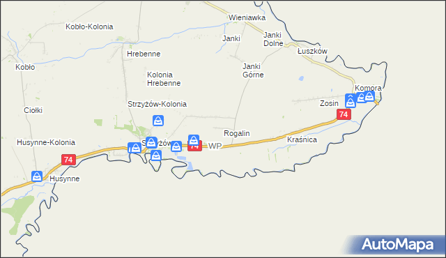 mapa Rogalin gmina Horodło, Rogalin gmina Horodło na mapie Targeo